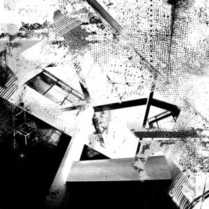 Black-and-white abstract album cover for Bisou Genou by frise lumière