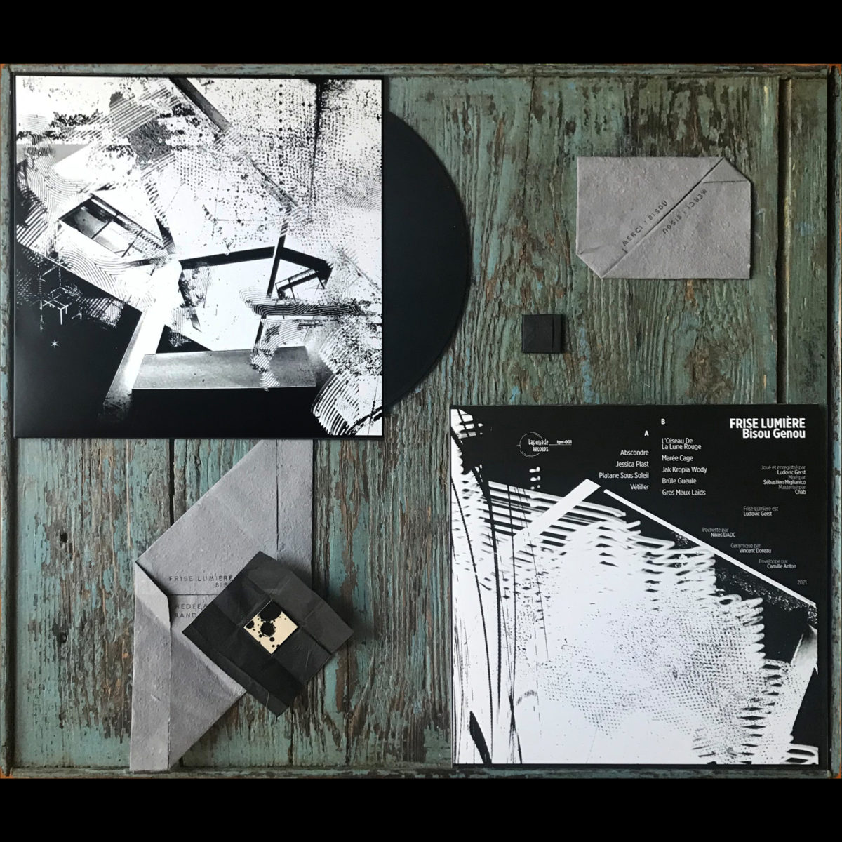 Bisou Genou vinyl edition and handmade packaging by frise lumière