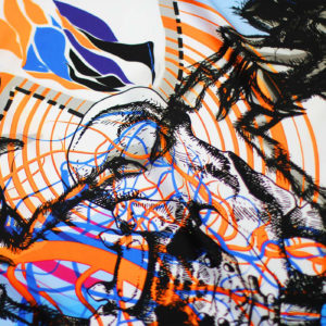 Colorful spider-inspired artwork for Mygalomorphae by frise lumière and Charlotte Bisi