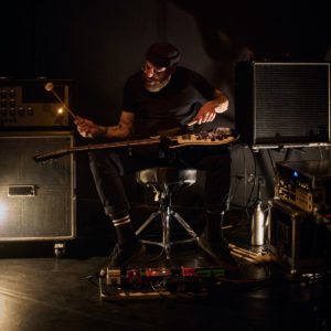 Ludovic Gerst performing as frise lumière with prepared bass at Theater am Werk Petersplatz in Vienna